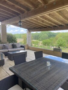 Lizonne covered seating with lovely views